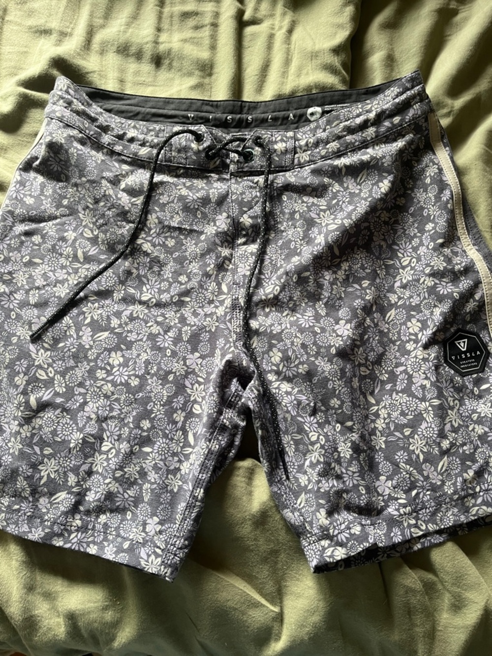 VISSLA Gray Floral Swim Trunks